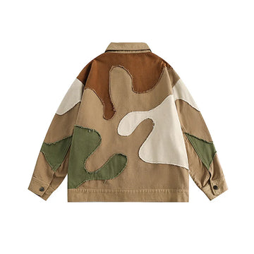 Earth-Tone Patchwork Canvas Jacket